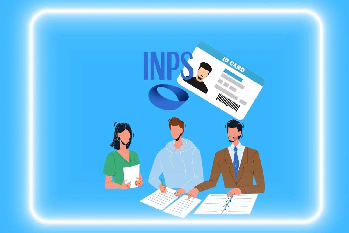 grafica con persone documenti inps e carta di identità